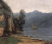 Gustave Courbet landscape with lake geneva oil painting reproduction